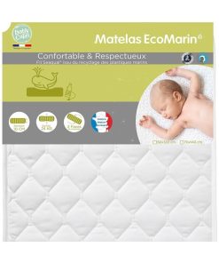 Matelas bébé Eco Marin 70x140 cm - 24 kg/m3 - Blanc