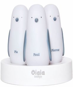 Lot de 3 veilleuses nomades pingouin Paul, Pia et Pierrot - Bleu