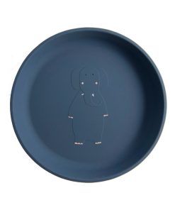 Assiette en silicone Mrs Elephant - Bleu