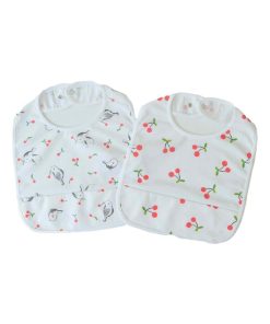Lot de 2 bavoirs imperméables, Cerise - Blanc