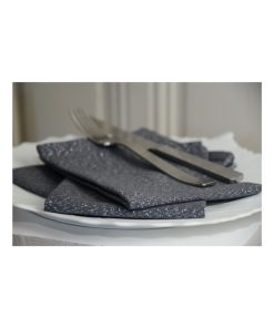3 Serviettes de table Etincelle - gris anthracite