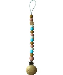 Attache sucette bois et silicone 'Chat' - Rose