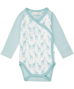 Body Kimono Bio Girafes Bleu-Vert - Bleu