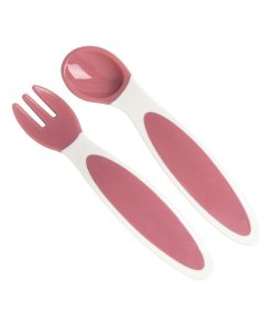 Lot de 2 couverts bébé ergonomiques roses 4 mois - Rose
