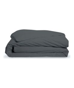 Bleu Câlin - Housse de couette unie Percale de coton 80 fils/m² - gris anthracite