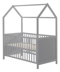 ROBA Lit Cabane Bébé Évolutif 70x140 - Certifié FSC - Convertible - Hauteur Réglable - Bois Gris - Gris