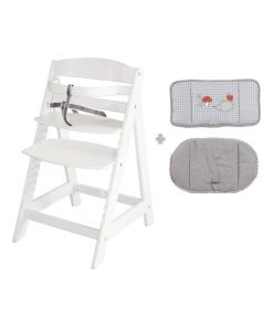 ROBA Chaise Haute Évolutive "Sit Up III" + Coussin "Adam & Eule" - Blanc