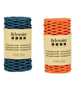 2 bobines de fil kraft bleu azur/ orange - N/A