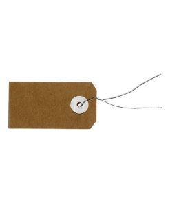 100 étiquettes kraft 5,5 x 3 cm avec fil métallique - N/A