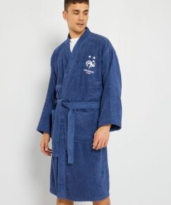 Peignoir 'FFF' en maille éponge - bleu