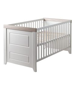 ROBA Lit bébé évolutif "Felicia" - 70x140 - Convertible - Hauteur Réglable - Blanc/Décor 'Luna elm' - Blanc