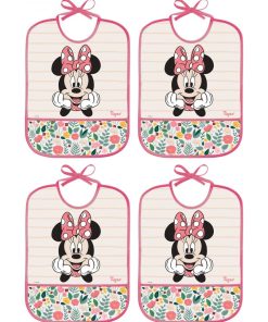 Lot de 4 bavoirs PEVA imperméables Minnie Tigex - Rose