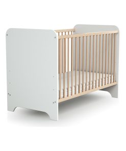 At4 - Lit Bébé 60x120 Carrousel Blanc Et Hêtre Verni - Marron clair