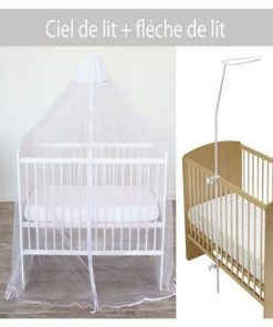 Ciel de lit moustiquaire + flèche simple pour lit - Blanc