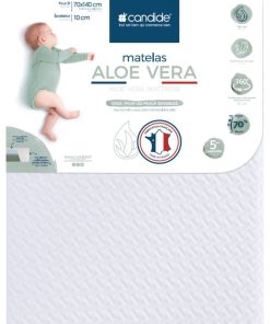 Candide - Matelas bébé 70x140cm Aloé Vera déhoussable 360° - Blanc