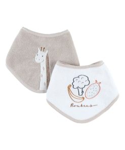 Lot De 2 Bavoirs Bandanas Éponge Tiga La Girafe Tso - Beige