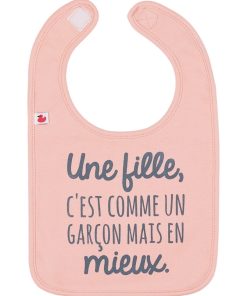 Bavoir bébé personnalisé - Une fille, c'est comme un garçon mais en mieux - Orange