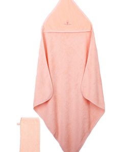 Eveil Et Nature Cape De Bain Et Gant Coton Bio - Saumon