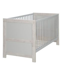 ROBA Lit bébé évolutif "Mila" - 70x140 - Hauteur Réglable - 0 à 7 Ans - Gris clair/ Chêne Blanchi - Gris clair