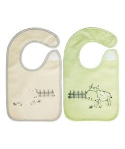Lot de 2 bavoirs naissance A la ferme - Vert