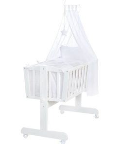 ROBA Berceau Fox & Bunny - 40 x 90 cm + Équipement Complet - Bois Laqué Blanc - Blanc