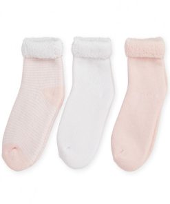 Lot de 3 paires de chaussettes rose et blanc (0-3 mois) - Rose