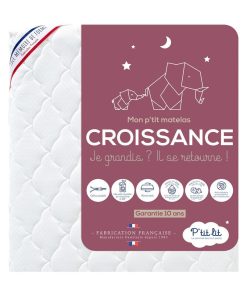 Matelas Bébé Croissance | 60x120 Cm | Déhoussable - Blanc