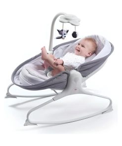 Tiny Love Cozy Rocker , Transat Balancelle, avec Jouet Musical, De la Naissance à 9 kg, Gris - Gris Blanc