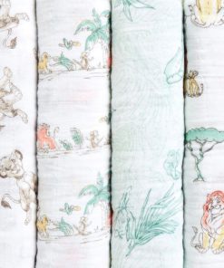 Lot de 4 maxi langes Le roi lion (120 x 120 cm) - Blanc