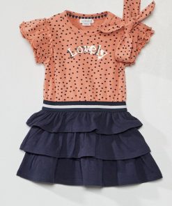Ensemble robe + bandeau - rose/gris