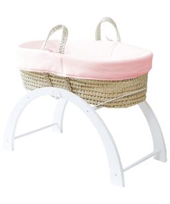 Couffin avec Support Réversible - Habillage Pivoine en Coton Bio - Rose clair
