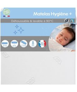 Matelas lit Hygiène Plus déhoussable - 70x140 cm - Blanc