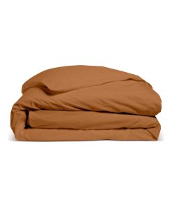 Bleu Câlin - Housse de couette unie Percale de coton 80 fils/m² - Orange