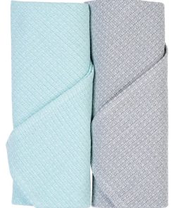Lot de 2 langes nid d'abeille 70 x 70 cm - Bleu