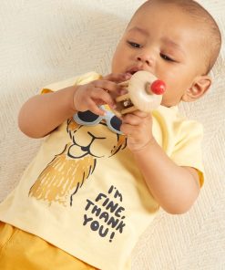 T-shirt en maille jersey avec animation - Jaune