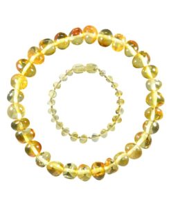 Box bracelet bébé et bracelet adulte en Ambre - Lemon - Jaune