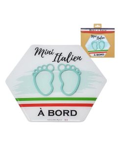 Adhésif / Autocollant bébé à bord - Italien(ne) à bord - Bleu - Bleu