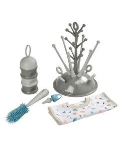 Coffret naissance Egoutte biberon et accessoires Gris et bleu - Gris
