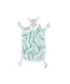 Doudou attache sucette doudou plat Plume faon vert d'eau (20 cm) - Vert d'eau