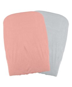 Lot de 2 housses matelas à langer pêche et perle (50 x 75 cm) - Rose