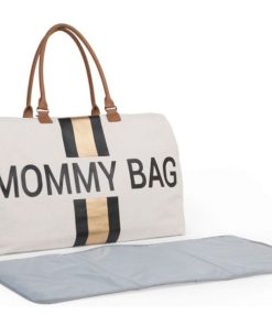 Sac à langer à anses Mommy bag doré, noir et écru - Ecru