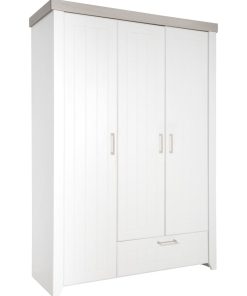 ROBA Armoire "Wilma" 3 portes et un tiroir – blanc et decor orme lunaire - Blanc