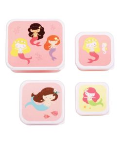 Lot de 4 boîtes à goûter Sirène - Rose