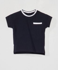 Tee-shirt en maille piquée esprit polo - bleu marine