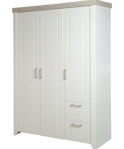 ROBA Armoire "Felicia" 3 portes et 2 tiroirs – style maison de campagne moderne - Blanc