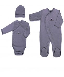 Eveil Et Nature Set Dorsbien Velours /body/bonnet Coton Bio - Bleu foncé