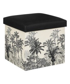 Pouf pliable Benicio noir blanc - Noir