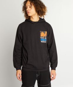 Sweat en molleton avec capuche 'One Piece' - noir