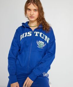 Sweat à capuche imprimé 'USA' - Bleu