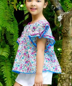 Blouse fleurie  manches papillons BUTTERFLY - 'LA FAUTE A VOLTAIRE' - Violet